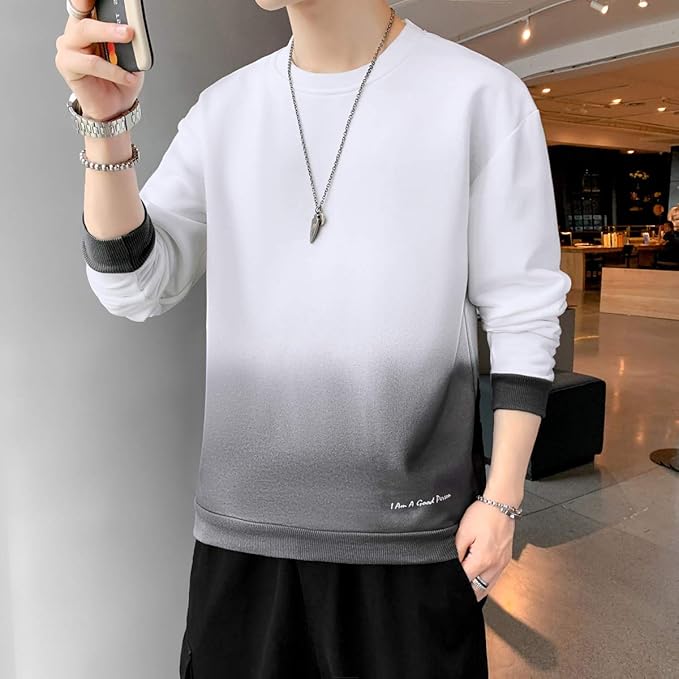 パーカー メンズ トレーナー 秋服 長袖 Tシャツ グラデーショントップス プルオーバー ゆったり カジュアルおおきいサイズ 人気 服 メンズ コットン 柔らかい大きい サイズ 春秋冬