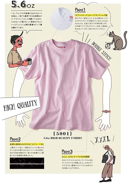 [ユナイテッドアスレ] 5.6OZ Tシャツ カジュアルハンソデTシャツ