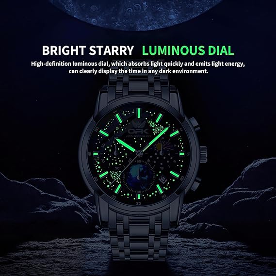 腕時計 アナログ ビジネス メンズ時計 防水 カレンダー men's watch ステンレススチールストラップ付き腕時計 グリーン