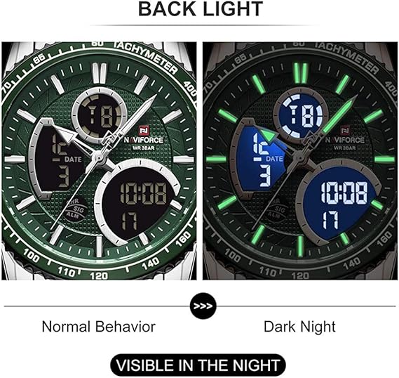 メンズアナログデジタル時計クロノグラフ防水スポーツクォーツ時計ビジネスファッションステンレス鋼軍事多機能腕時計 (NF9182-S/BE)