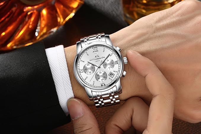 腕時計 メンズ うで時計 メンズ クオーツ 6針 マルチファンクション ローマ数字 防水 ステンレス バンド ビジネス フォーマル クラシック watch for men 安い