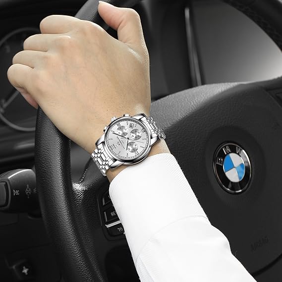 腕時計 メンズ うで時計 メンズ クオーツ 6針 マルチファンクション ローマ数字 防水 ステンレス バンド ビジネス フォーマル クラシック watch for men 安い
