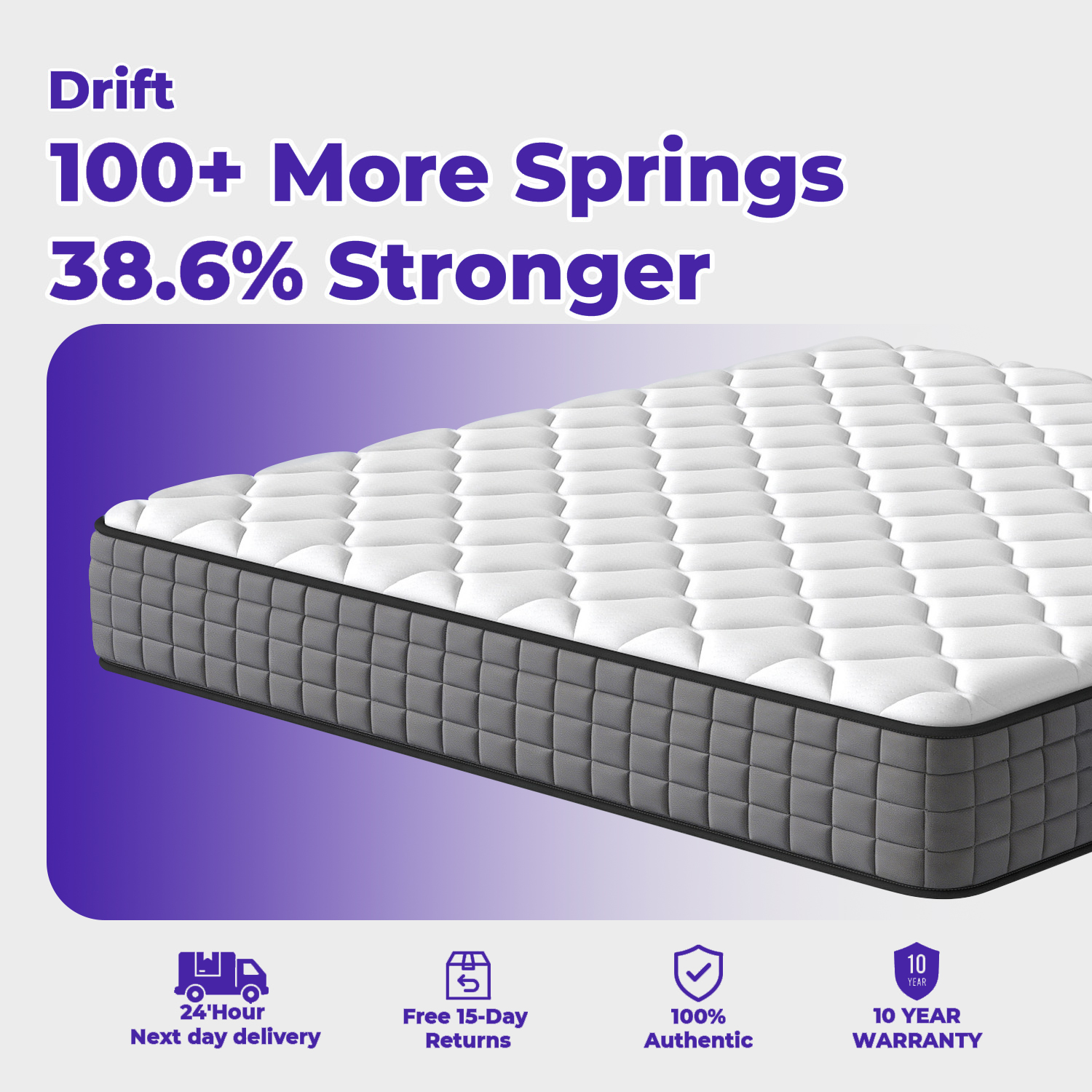 Moonzz 20cm Memory Foam Spring Mattress Ergonomic Medium Firm Foam Bed with 10 Year Warranty