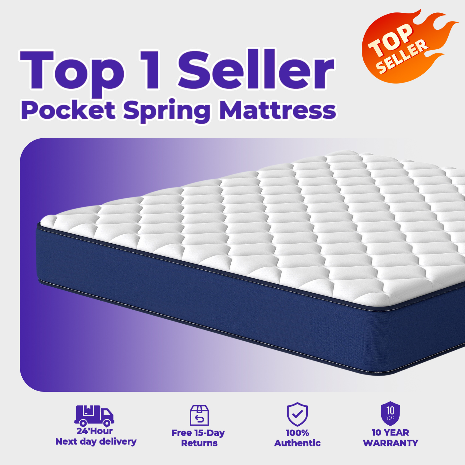 Moonzz 17cm Thick Spring Mattress  Medium Firm Foam Bed Ergonomic Mattress 10 Year Warranty