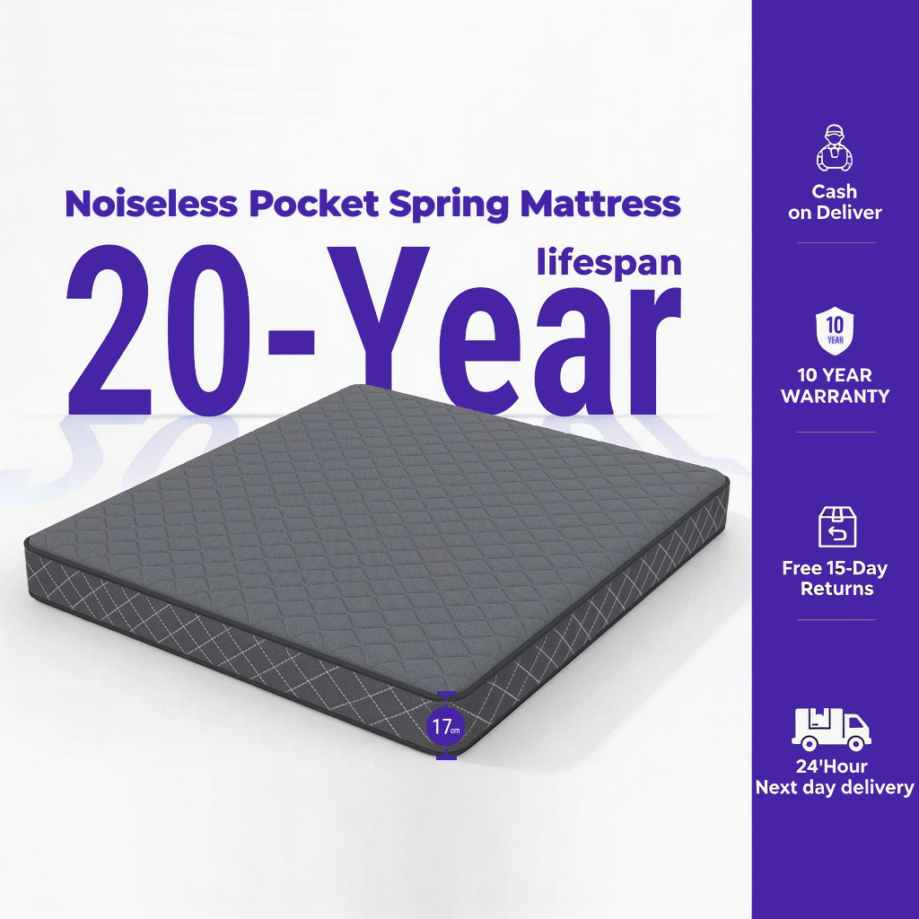 Moonzz 17cm Thick Spring Mattress 10 Year Warranty Medium Firm Foam Bed Ergonomic Mattress
