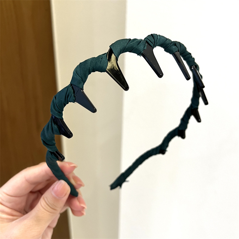 Korean version wave shaped double wearing high skull top fluffy headband