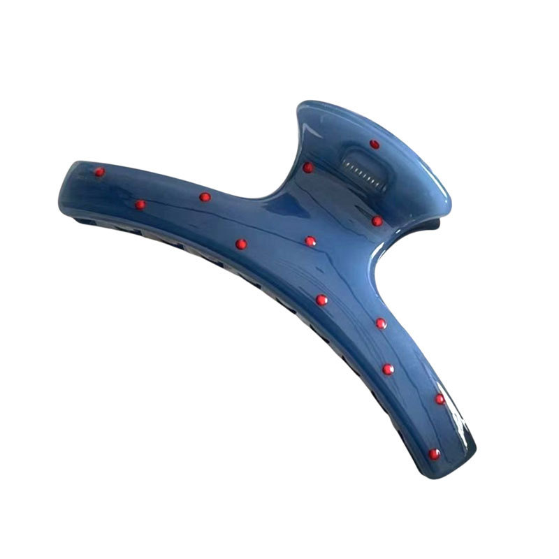 Blue polka dot bow shark clip