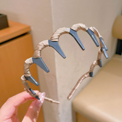 Korean version wave shaped double wearing high skull top fluffy headband