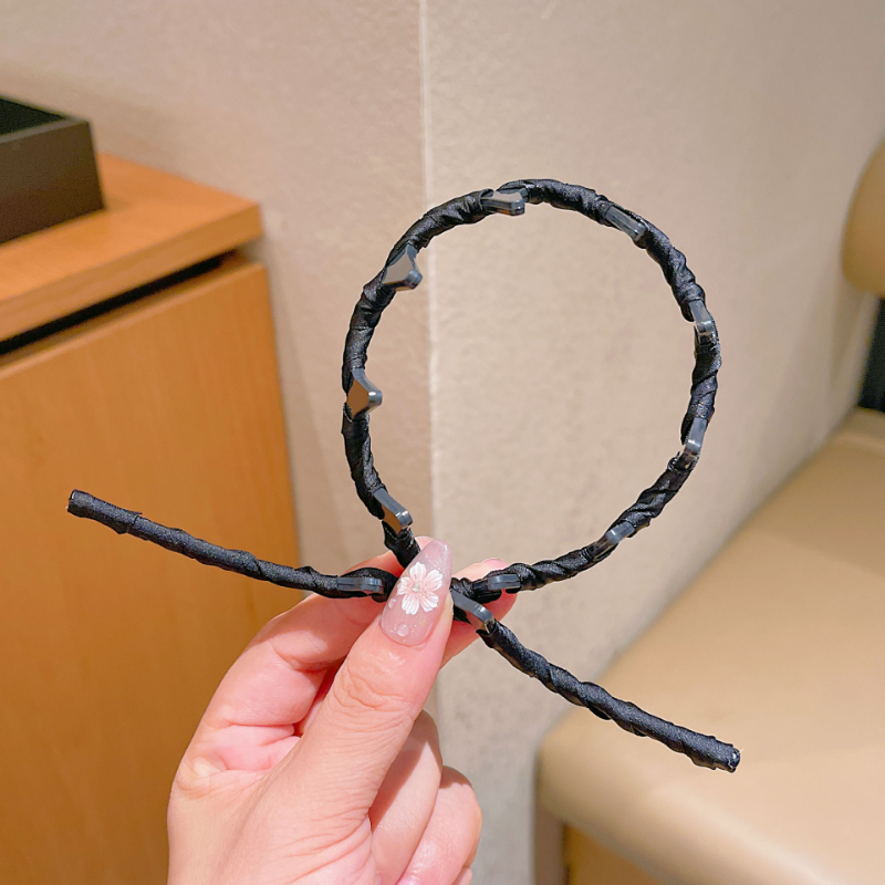 Korean version wave shaped double wearing high skull top fluffy headband