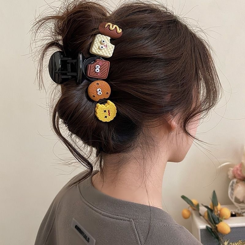 Blue polka dot bow shark clip