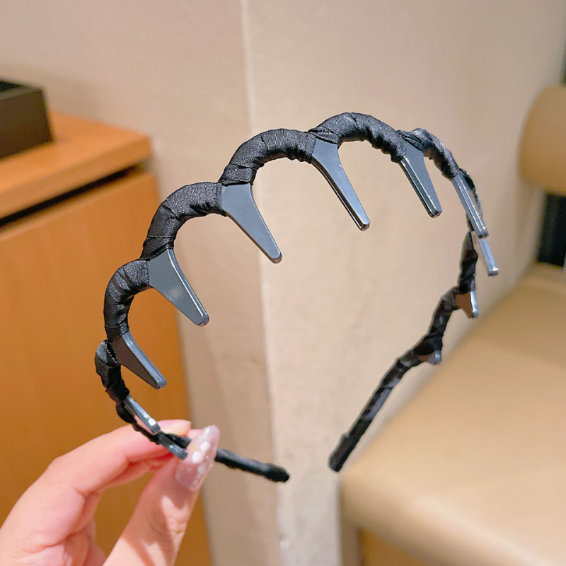 Korean version wave shaped double wearing high skull top fluffy headband