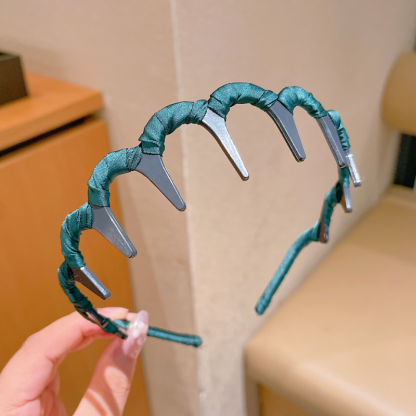 Korean version wave shaped double wearing high skull top fluffy headband