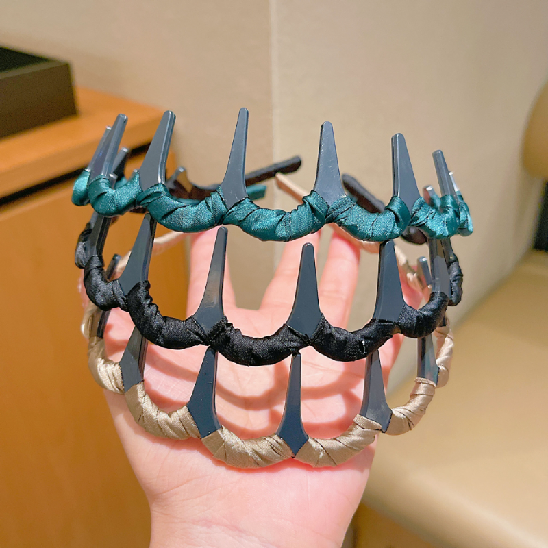 Korean version wave shaped double wearing high skull top fluffy headband