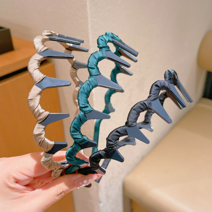 Korean version wave shaped double wearing high skull top fluffy headband