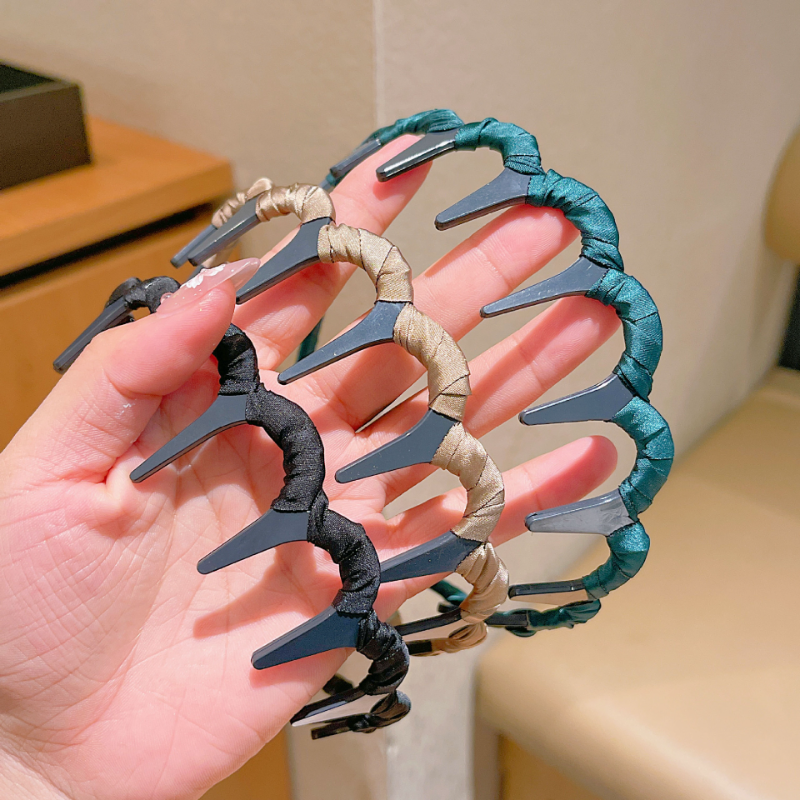 Korean version wave shaped double wearing high skull top fluffy headband