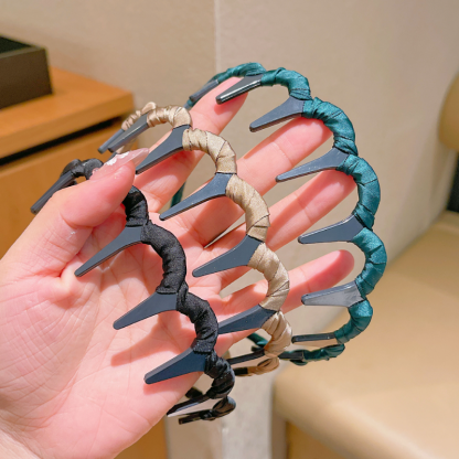 Korean version wave shaped double wearing high skull top fluffy headband