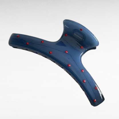 Blue polka dot bow shark clip