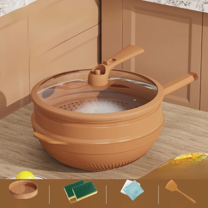 Earthenware pot for stir-frying and steaming