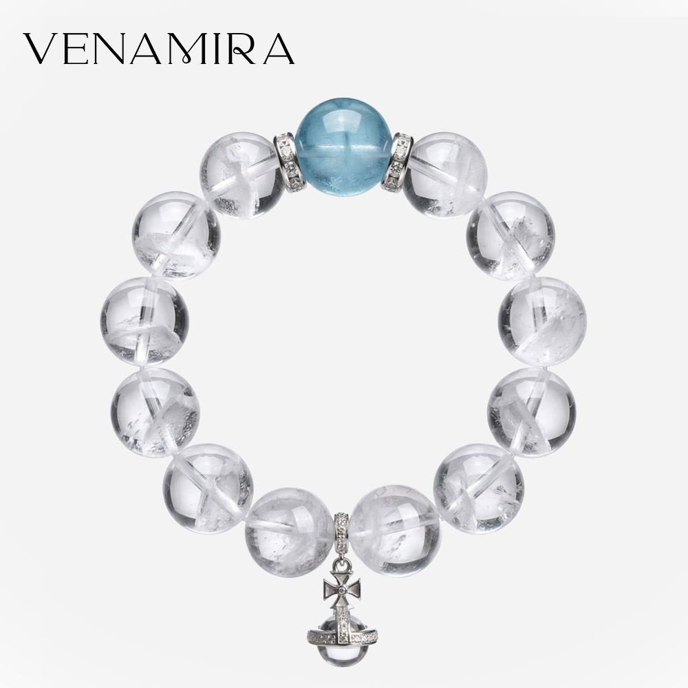 【靜海流光】白水晶海藍寶手鍊