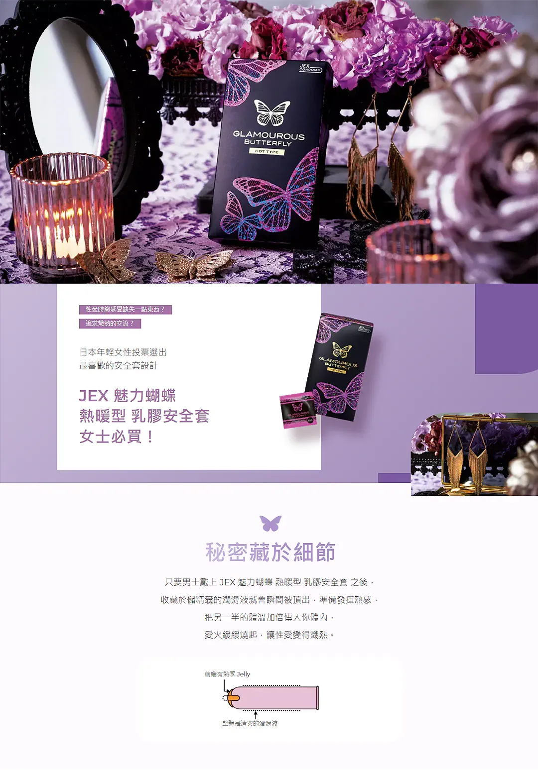 JEX 魅力蝴蝶 熱暖型 日本乳膠安全套