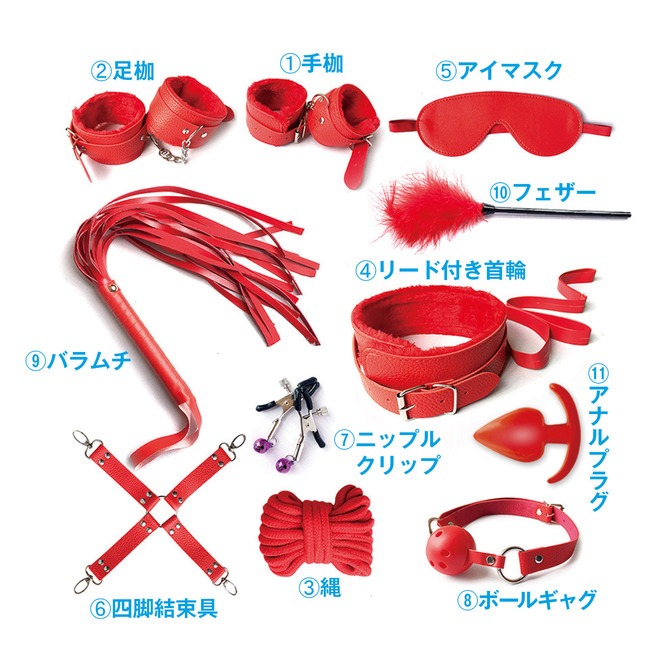 NPG(日本) Soft SM 調教豪華11件套裝 紅色版｜SM 新手入門套裝