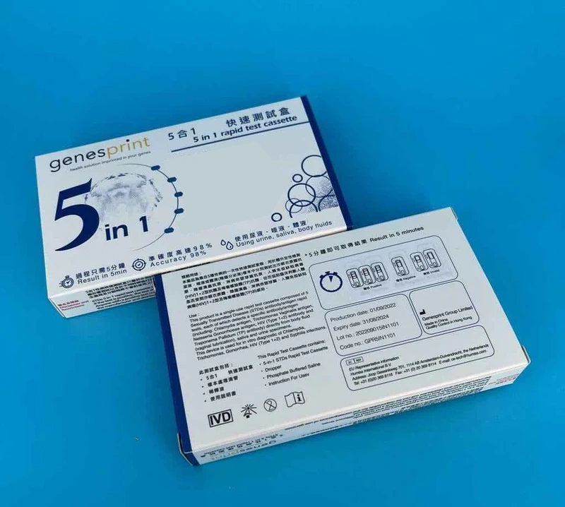 GenesPrint 5合1私密健康快速測試盒 外盒包裝正反面