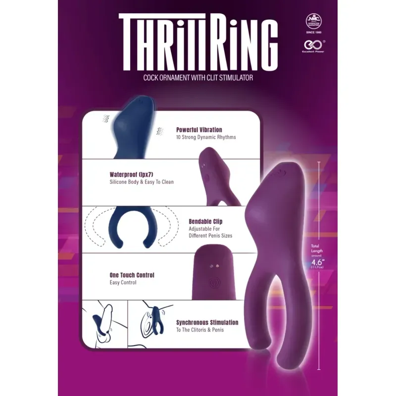 Excellent Power THRILL RING 紫紅色震動延時環