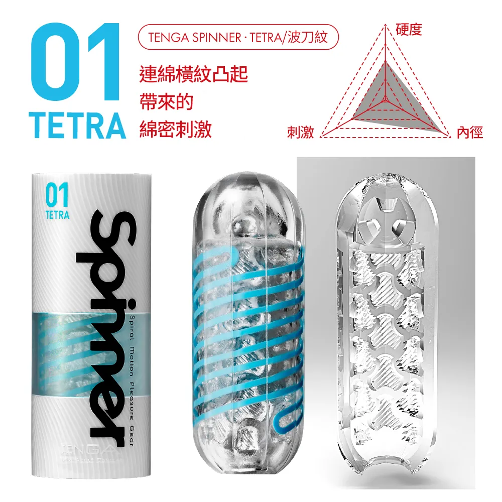 TENGA (日本) SPINNER 01 TETRA 幾何流線螺旋自慰器｜自旋吸吮構造・柔邊刺激