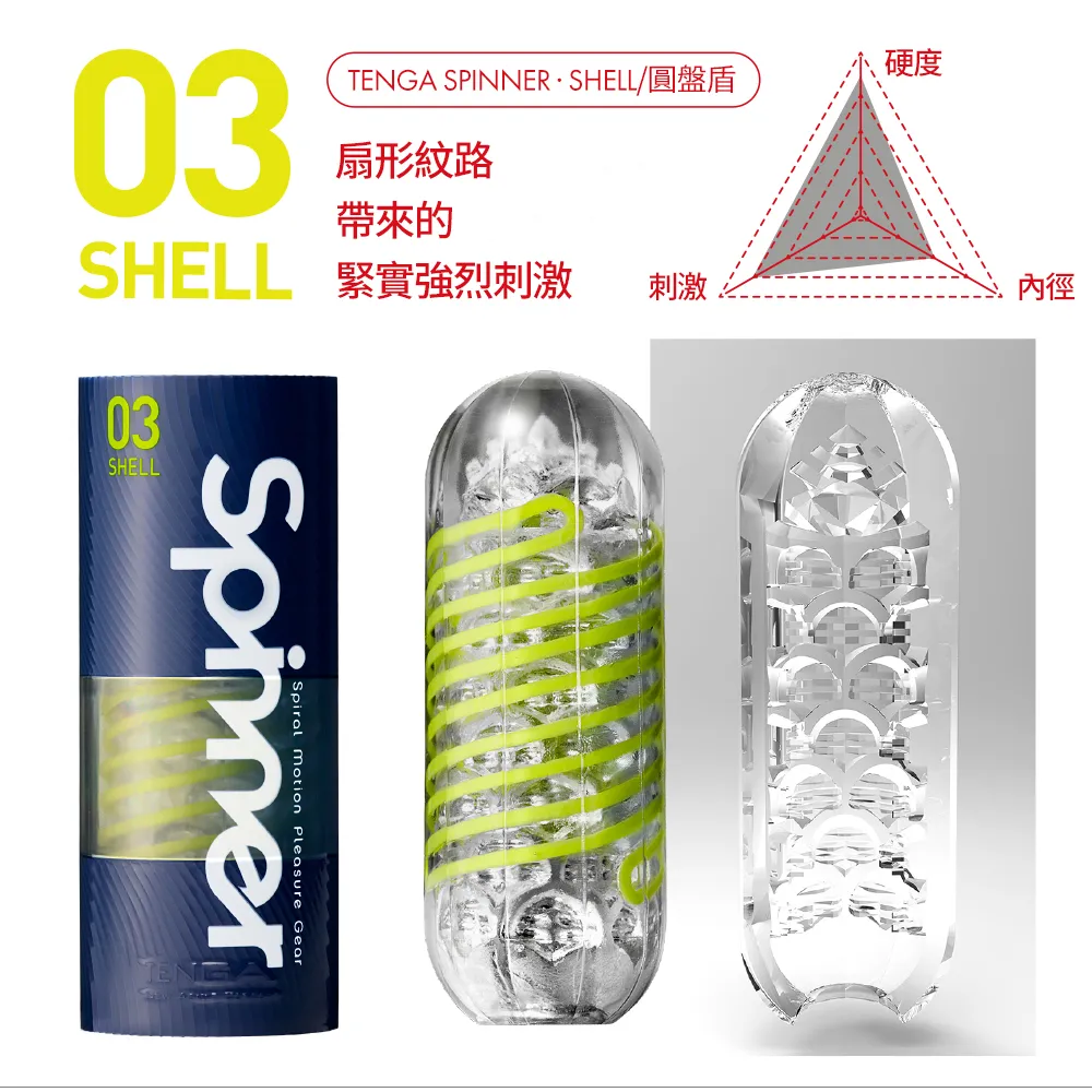 TENGA (日本) SPINNER 03 SHELL 扇形紋強力螺旋自慰器｜強烈刺激・緊密吸吮・可重複使用