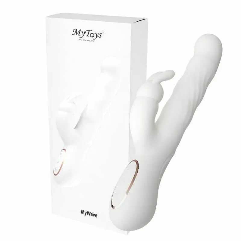 MYTOYS MyWave 波波兔 瘋狂蠕動雙頭按摩棒 雙馬達強震 內外刺激蠕動震動棒白色