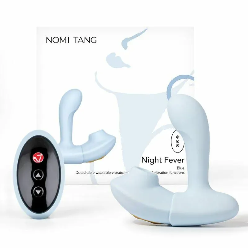 NOMI TANG Night Fever 穿戴式 G 點陰蒂吸啜器 吮吸震動二合一 IPX6防水藍色