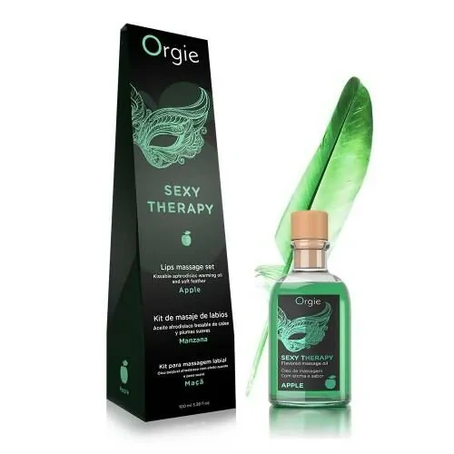ORGIE Lips Massage Kit 青蘋果味可食用按摩油連挑逗羽毛套裝 100ml 葡萄牙製造