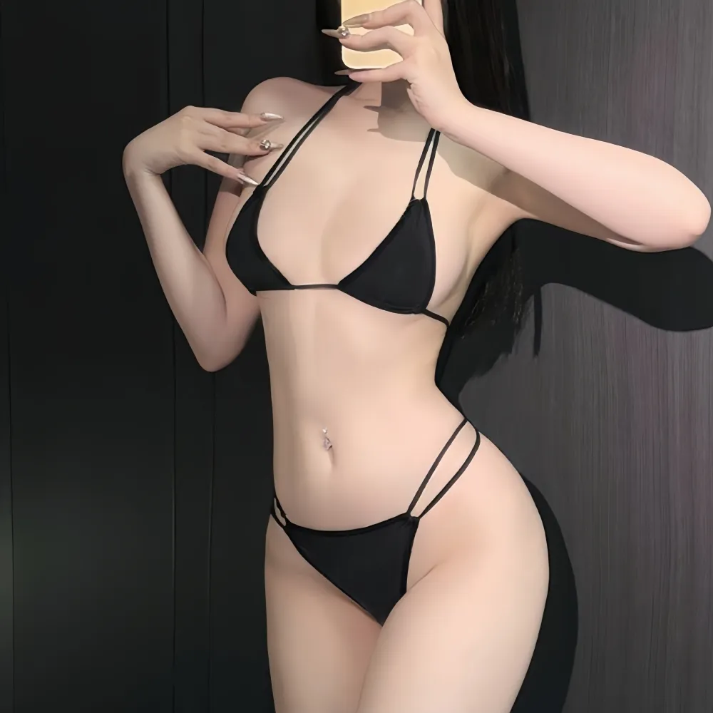 KR 黑色極小比基尼套裝