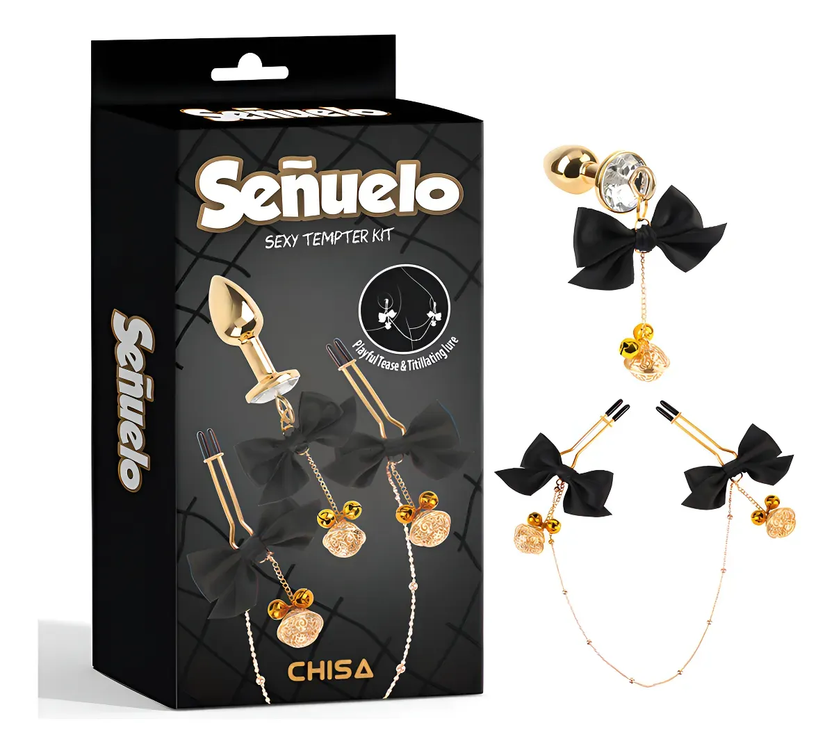 Pezonera Mono Black 後庭金屬塞｜黑色布紋＋蝴蝶結・情趣肛塞・成人用品