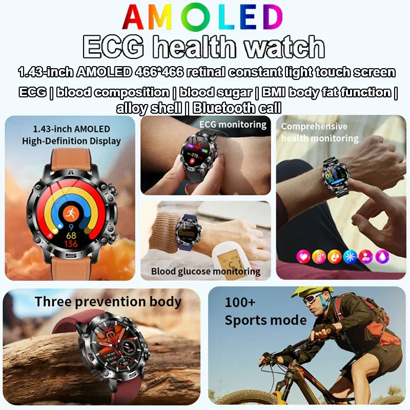 SMART WATCHES WITH AI MEDICAL DIAGNOSTICS - 2025 NEW WATCHES WITH BLOOD LIPID, URIC ACID, BLOOD GLUCOSE MEASUREMENT - EKG+PPG, FITNESS TRACKER