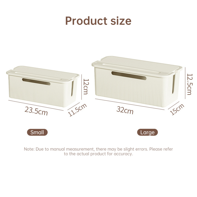 Desktop Plug Socket & Cable Organizer – Black/White Storage Box for Charging/Data Cables