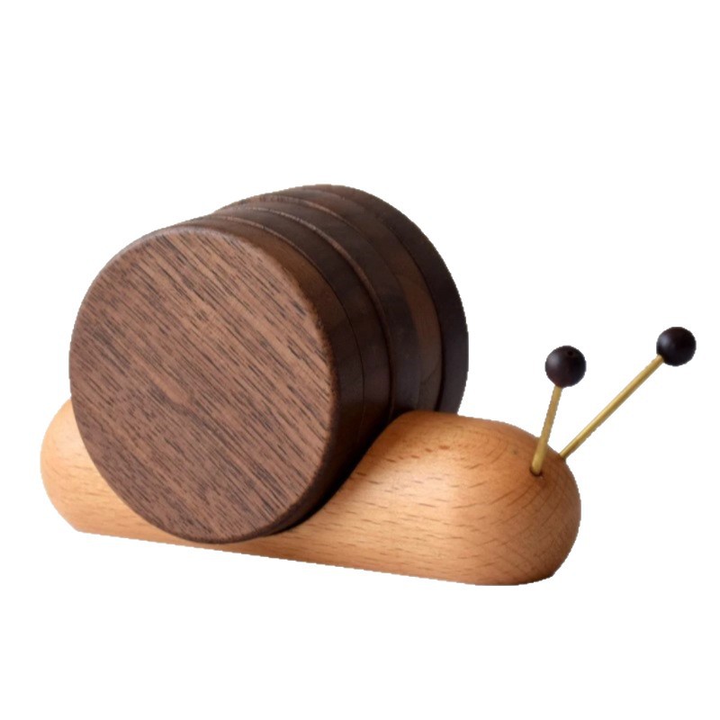 Creative desktop snail wooden coaster, heat-resistant mat, decorative ornament, heat-resistant pad, pot mat, bowl mat, cup holder, magnetic suction