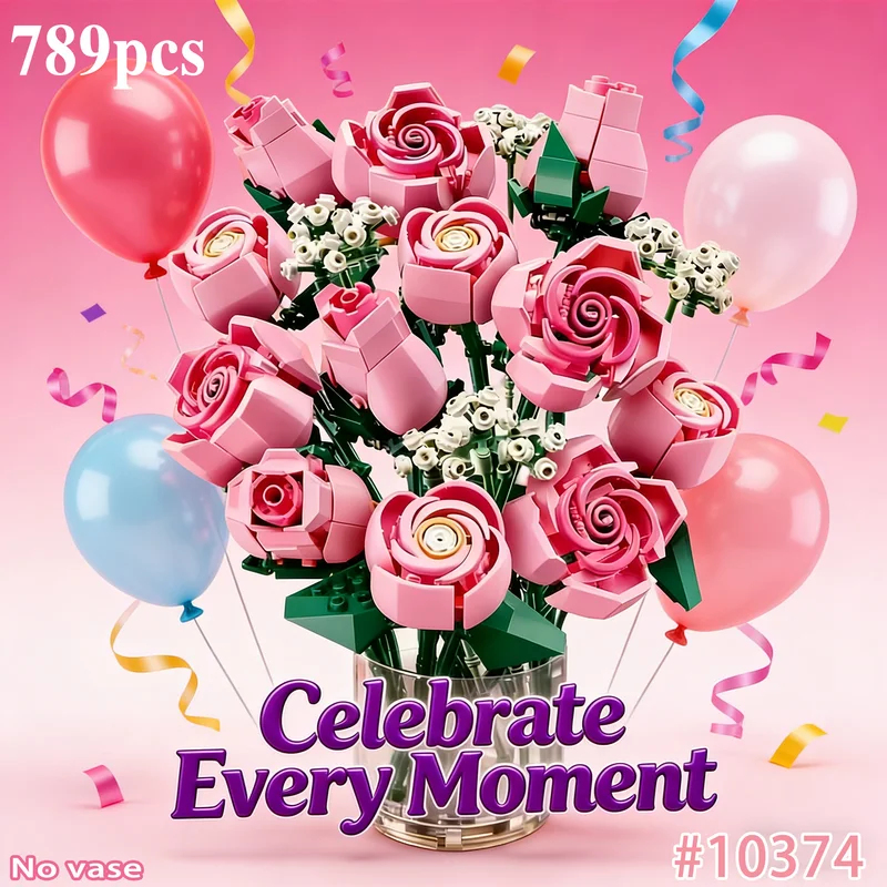 Rose Bouquet Building Blocks Set - 789PCS Artificial Flowers Bricks