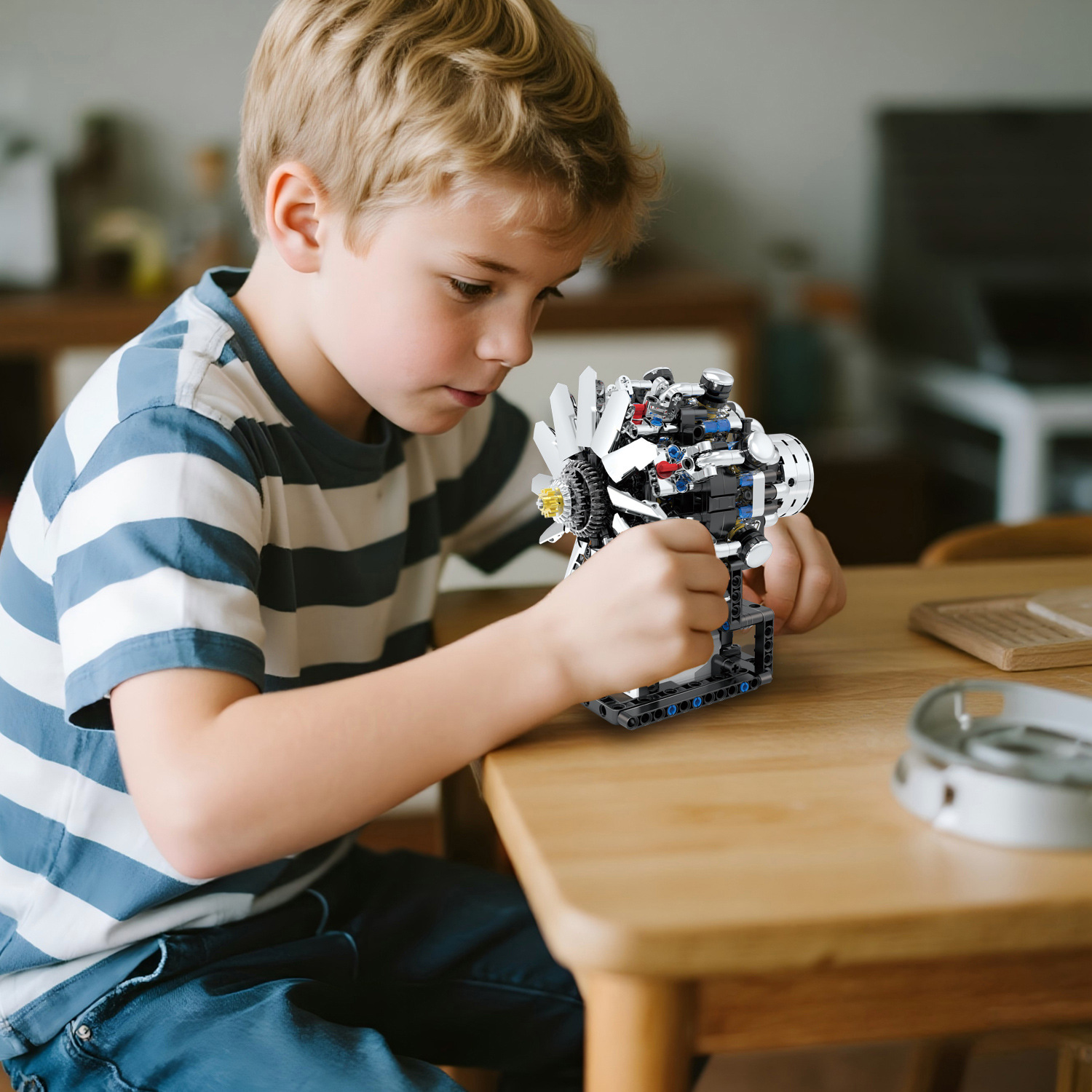 GISEGA Working Aircraft V8 Engine Building Set - 558PCS Realistic Radial Engine Replica for Aviation Enthusiasts