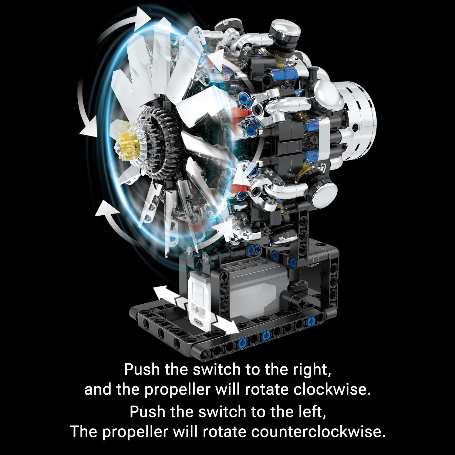 GISEGA Working Aircraft V8 Engine Building Set - 558PCS Realistic Radial Engine Replica for Aviation Enthusiasts