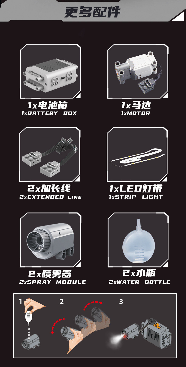 KAIXING K96204 App-Controlled V8 Engine 3201PCS Motorized Mechanical Building Block Set