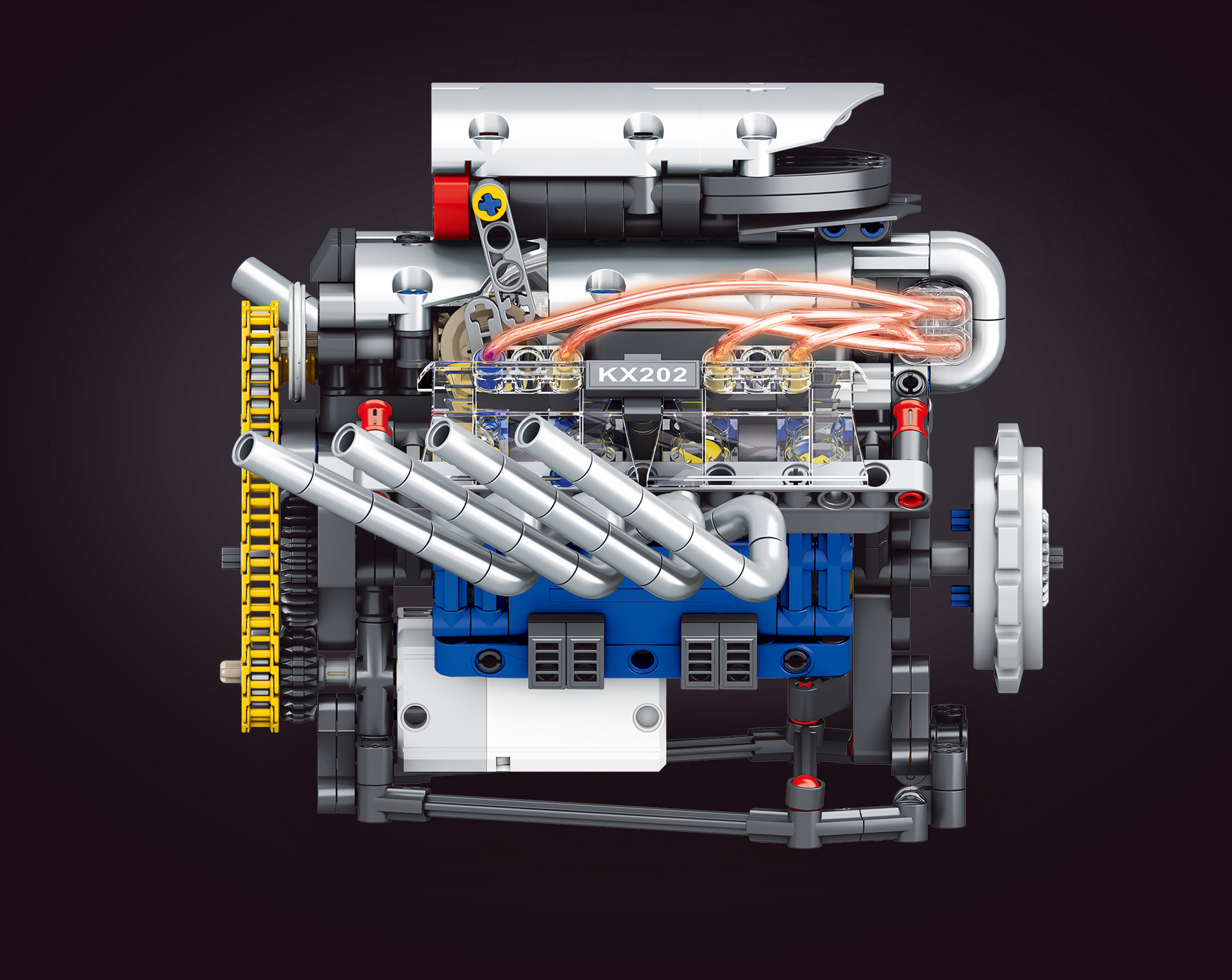 KAIXING Working V8 Engine Building Set - 665PCS App-Controlled Mechanical Engine Replica for Car Enthusiasts