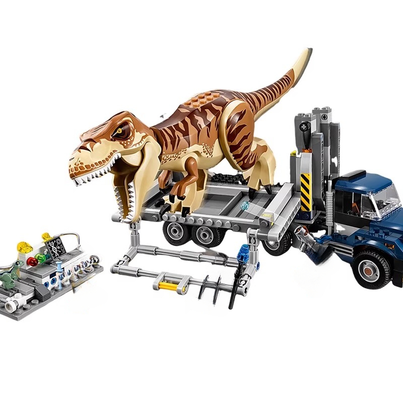 Tyrannosaurus Rex Transport Truck Building Blocks Set - Dinosaur Capture Vehicle Model for Kids