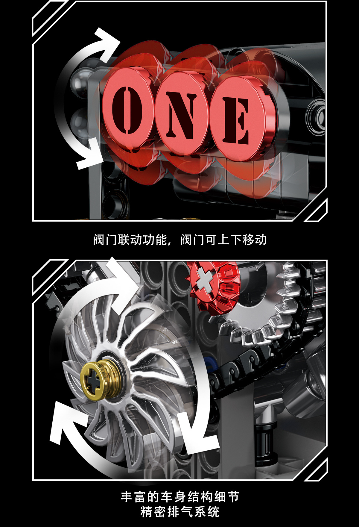 GISEGA Working V8 Engine Building Set - 478PCS Realistic Engine Replica for Car Enthusiasts