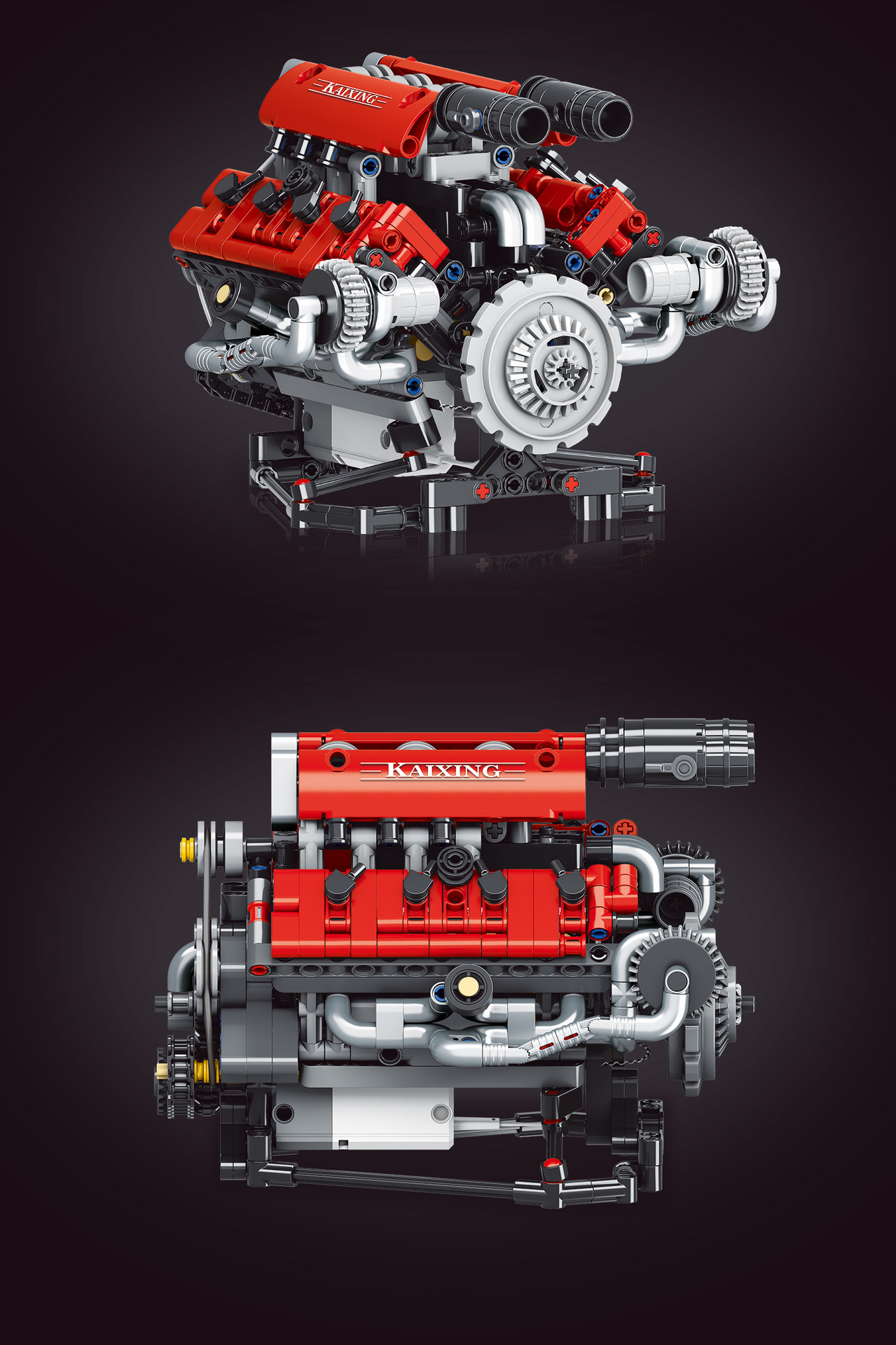 KAIXING K96203 App-Controlled V8 Engine 660PCS Motorized Mechanical Building Block Set with Clutch System Toys Sets