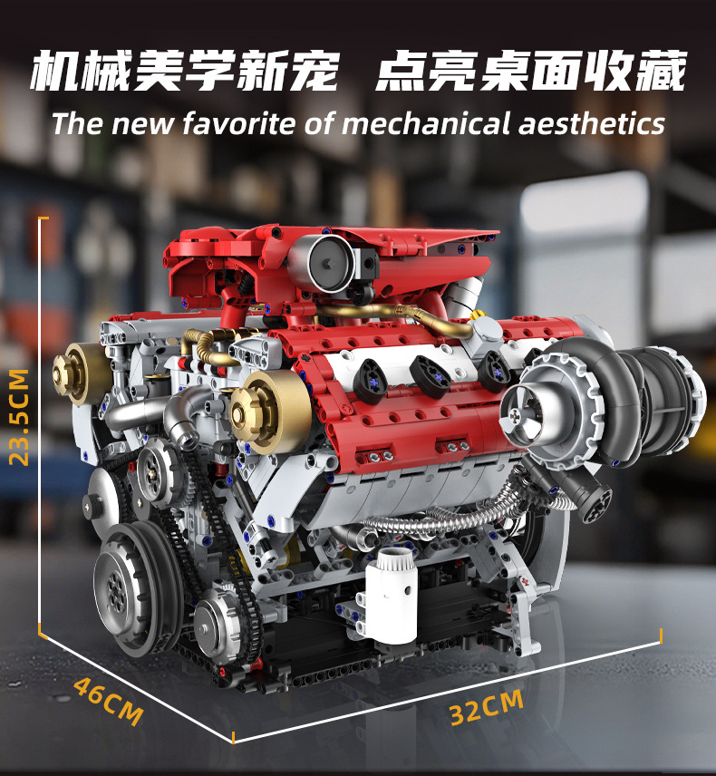 KAIXING K96204 App-Controlled V8 Engine 3201PCS Motorized Mechanical Building Block Set
