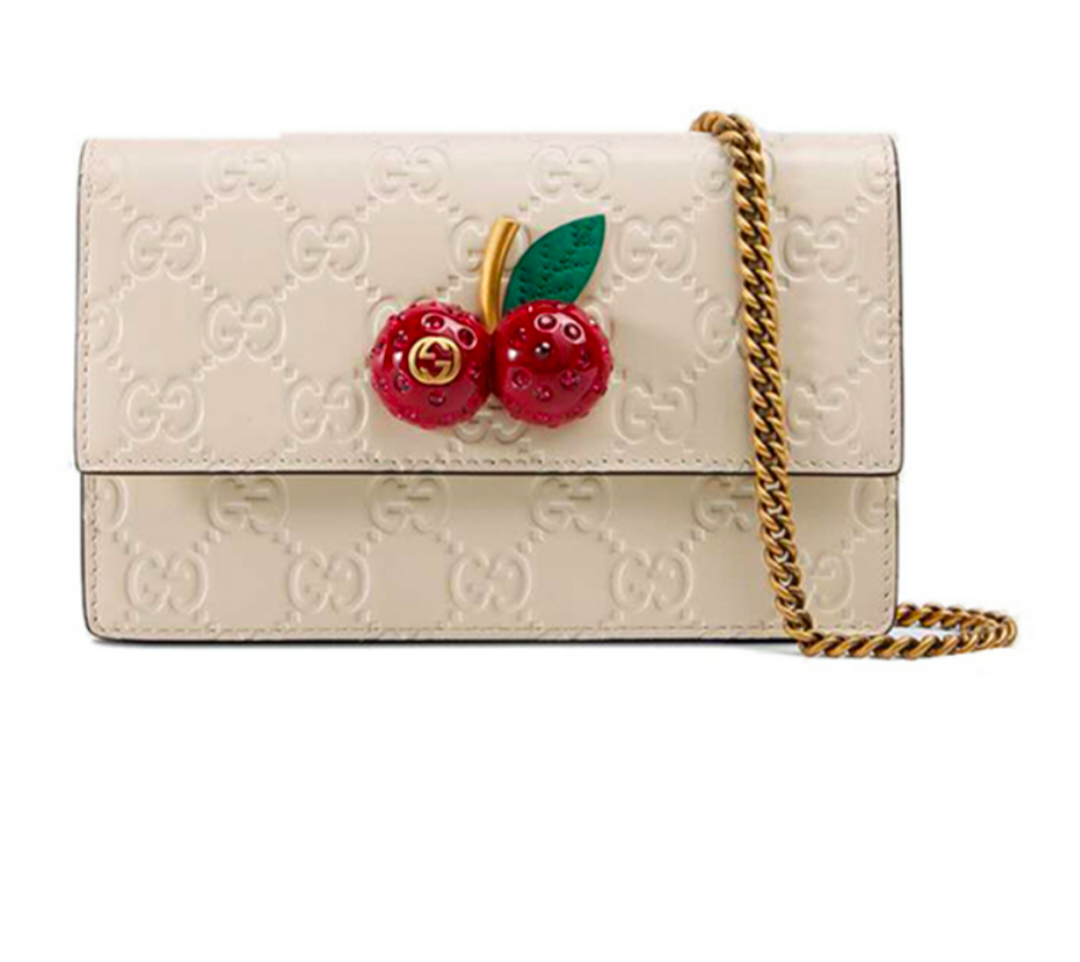 グッチ (GUCCI) シグネチャー チェリー ミニ ショルダーバッグ ホワイト-三越伊勢丹公式 ラグジュアリーアウトレット