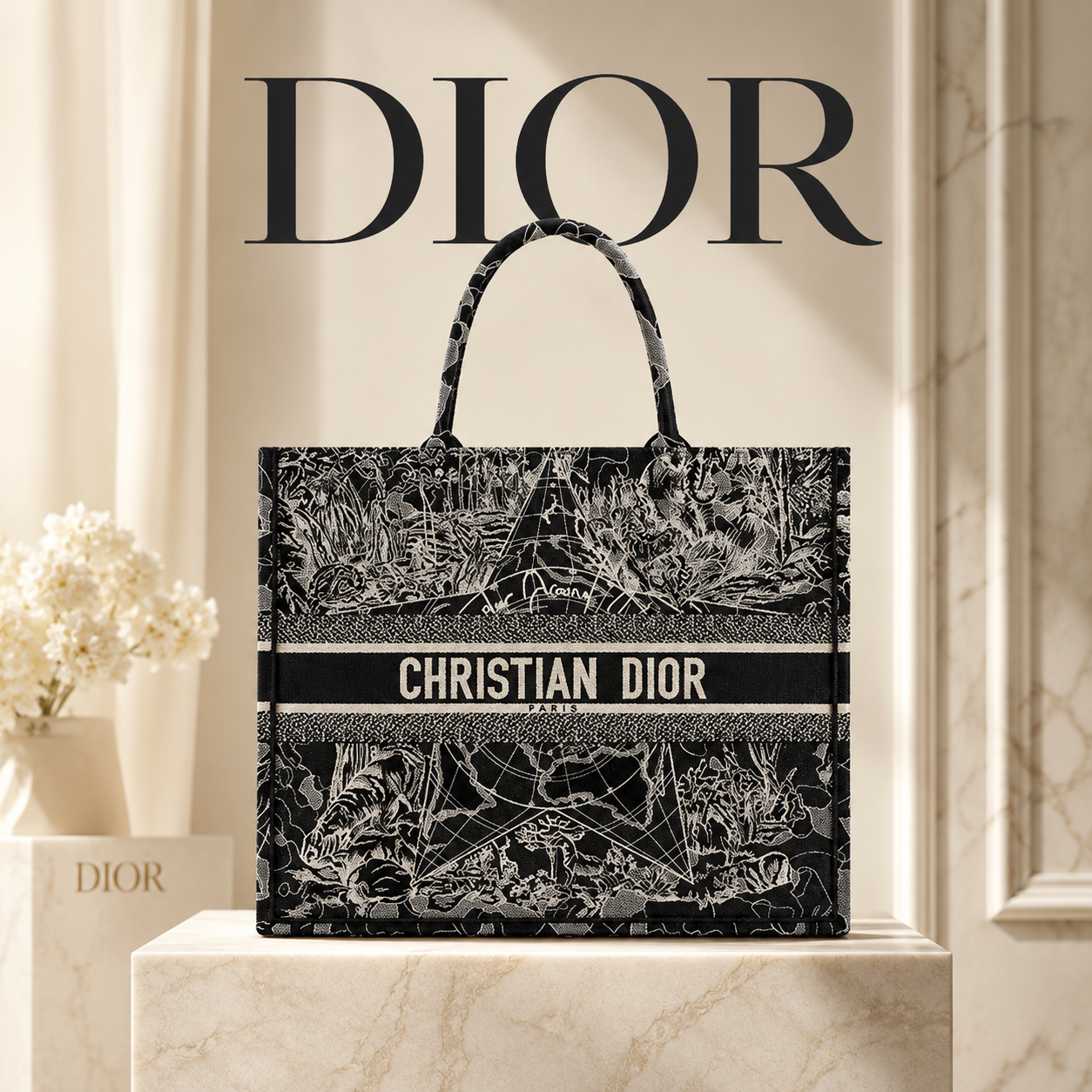DIOR AROUND THE WORLD ブックトート ブラック レディースバッグ