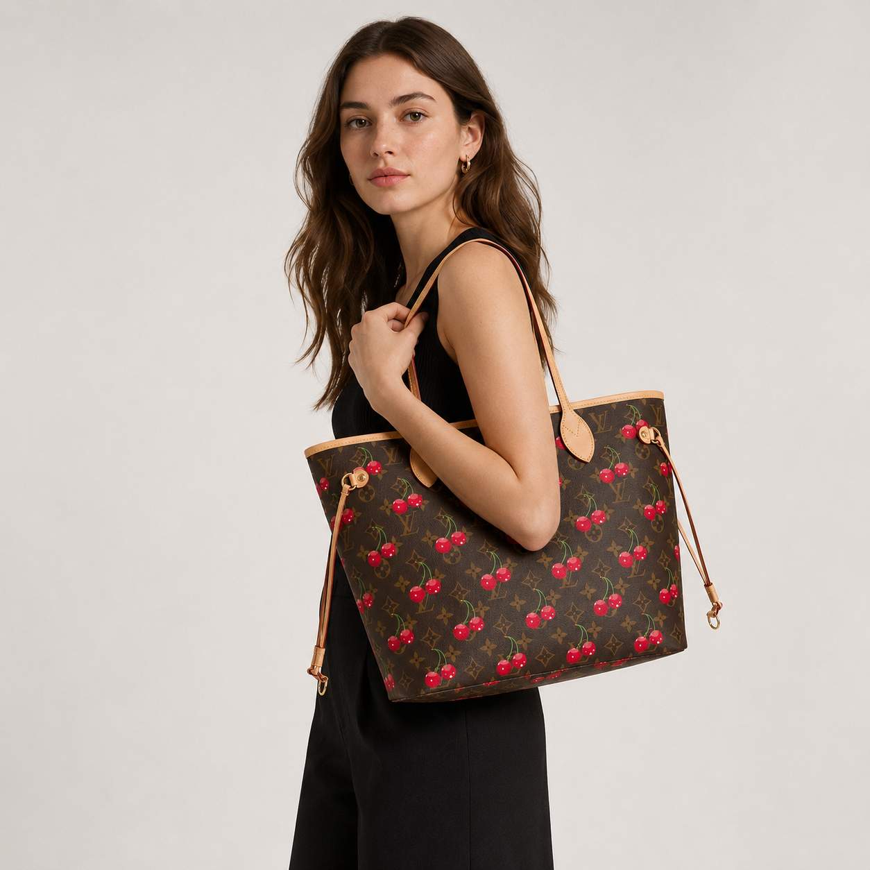 ルイ・ヴィトン × 村上隆 LV × TM ネヴァーフル MM チェリー モノグラム トートバッグ