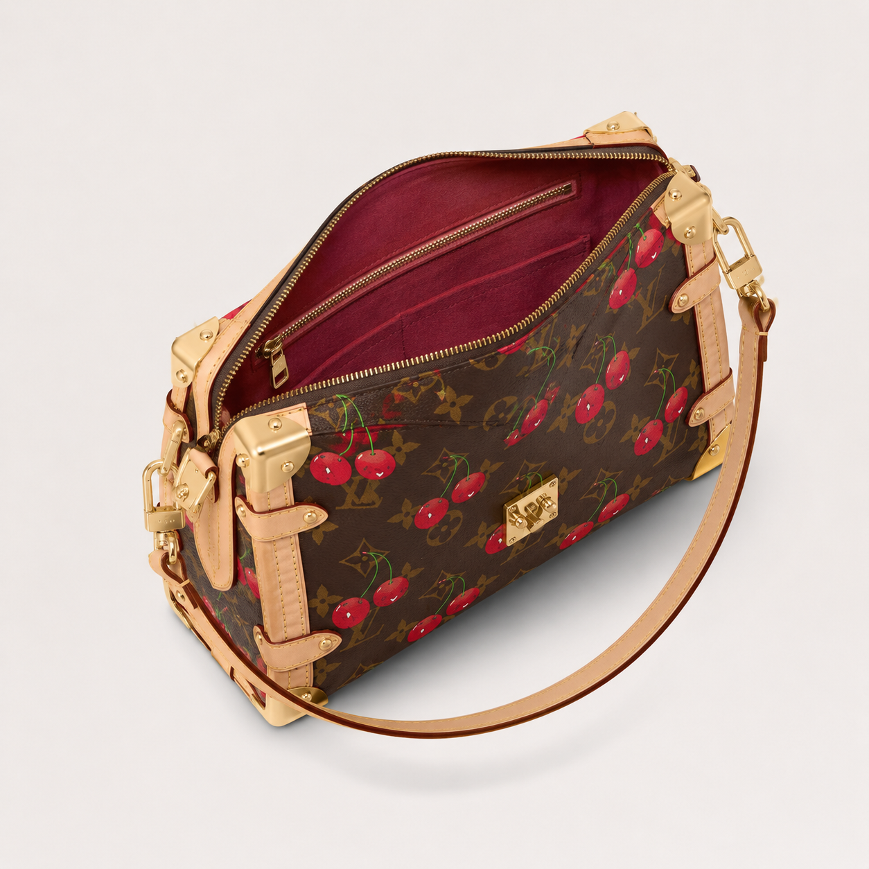 ルイ・ヴィトン × 村上隆 LV × TM オンザゴー・トランク MM チェリー モノグラム マルチカラー バッグ